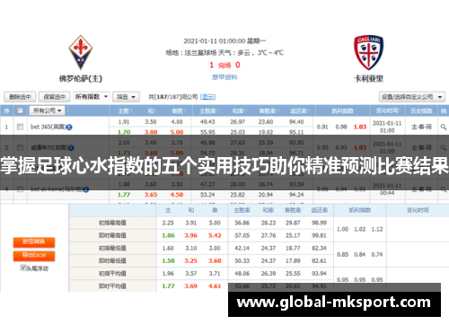 掌握足球心水指数的五个实用技巧助你精准预测比赛结果